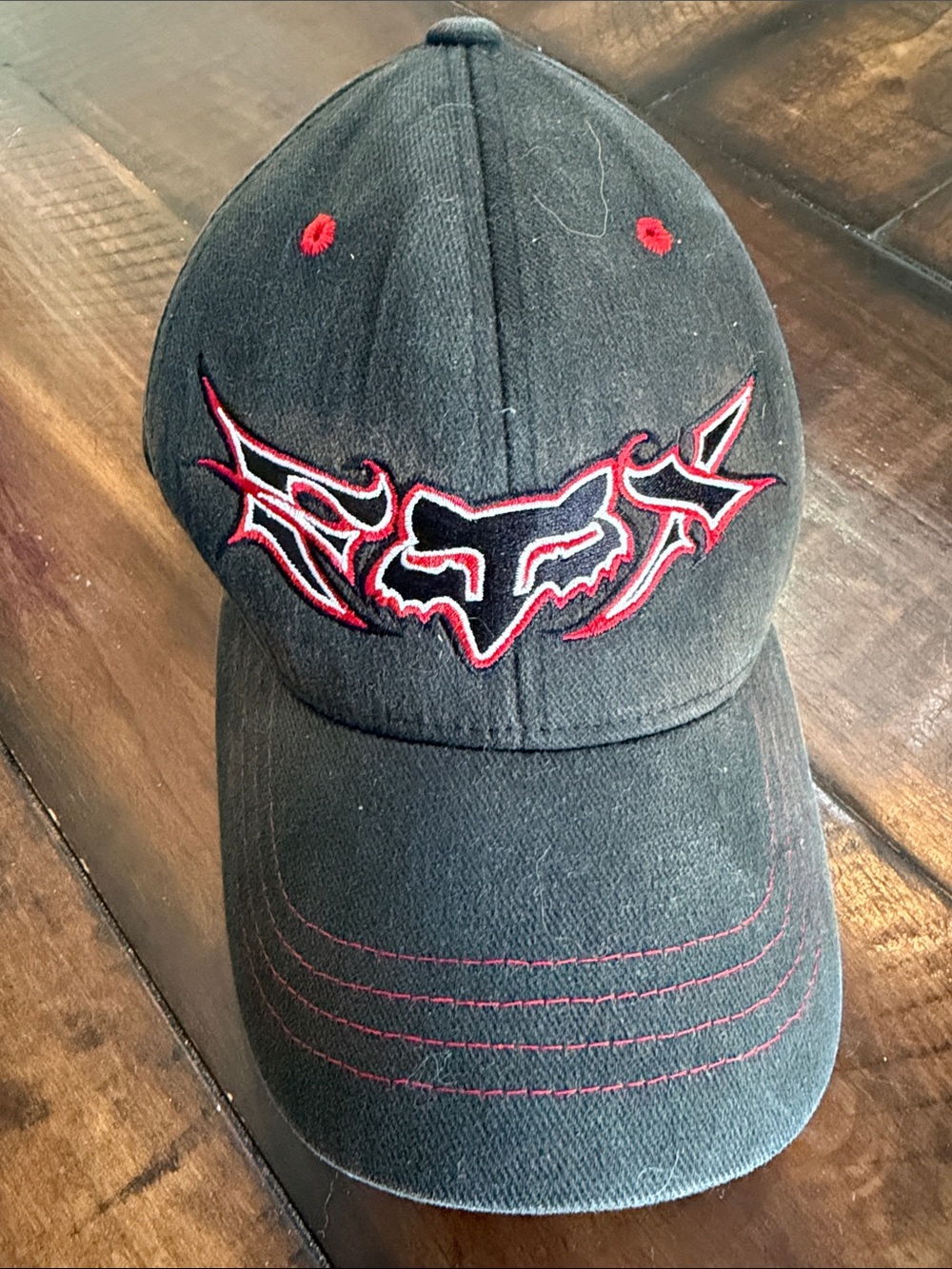 Fox Adult  Black and Red Embroidered Baseball Cap